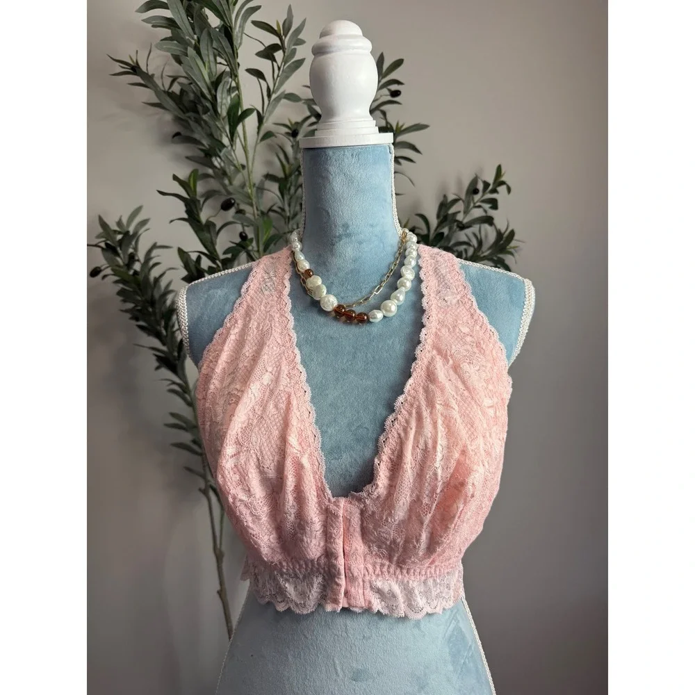 Cosabella Pink Lilly Lace Curvy Bralette Racerback Sexy & Soft NEVER1359 Size L - Picture 3 of 12